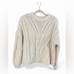 Aerie Cream Cable Knit Sweater